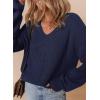 imageDokotoo Womens Casual V Neck Sweaters Long Sleeve Pullover Sweater Knit Jumper TopsBlue