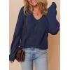 imageDokotoo Womens Casual V Neck Sweaters Long Sleeve Pullover Sweater Knit Jumper TopsBlue
