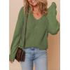 imageDokotoo Womens Casual V Neck Sweaters Long Sleeve Pullover Sweater Knit Jumper TopsGreen