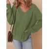 imageDokotoo Womens Casual V Neck Sweaters Long Sleeve Pullover Sweater Knit Jumper TopsGreen