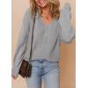 imageDokotoo Womens Casual V Neck Sweaters Long Sleeve Pullover Sweater Knit Jumper TopsGrey