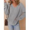imageDokotoo Womens Casual V Neck Sweaters Long Sleeve Pullover Sweater Knit Jumper TopsGrey