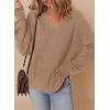 imageDokotoo Womens Casual V Neck Sweaters Long Sleeve Pullover Sweater Knit Jumper TopsKhaki