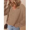 imageDokotoo Womens Casual V Neck Sweaters Long Sleeve Pullover Sweater Knit Jumper TopsKhaki