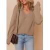 imageDokotoo Womens Casual V Neck Sweaters Long Sleeve Pullover Sweater Knit Jumper TopsKhaki