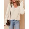 imageDokotoo Womens Casual V Neck Sweaters Long Sleeve Pullover Sweater Knit Jumper TopsWhite
