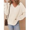 imageDokotoo Womens Casual V Neck Sweaters Long Sleeve Pullover Sweater Knit Jumper TopsWhite