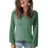 imageDokotoo Womens Casual VNeck Long Sleeve Sweaters Solid Color Pullover Knit Sweater Jumper TopsMist Green