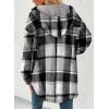 imageDokotoo Womens Flannel Hooded Plaid 2025 Shacket Thick Coat Winter Coat for Warmth Button down Warm and Fuzzy Fleece JacketBlack