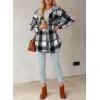 imageDokotoo Womens Flannel Hooded Plaid 2025 Shacket Thick Coat Winter Coat for Warmth Button down Warm and Fuzzy Fleece JacketBlack