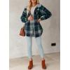 imageDokotoo Womens Flannel Hooded Plaid 2025 Shacket Thick Coat Winter Coat for Warmth Button down Warm and Fuzzy Fleece JacketBlackish Green