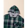 imageDokotoo Womens Flannel Hooded Plaid 2025 Shacket Thick Coat Winter Coat for Warmth Button down Warm and Fuzzy Fleece JacketBlackish Green