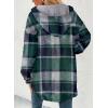 imageDokotoo Womens Flannel Hooded Plaid 2025 Shacket Thick Coat Winter Coat for Warmth Button down Warm and Fuzzy Fleece JacketBlackish Green
