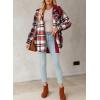 imageDokotoo Womens Flannel Hooded Plaid 2025 Shacket Thick Coat Winter Coat for Warmth Button down Warm and Fuzzy Fleece JacketFiery Red