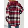 imageDokotoo Womens Flannel Hooded Plaid 2025 Shacket Thick Coat Winter Coat for Warmth Button down Warm and Fuzzy Fleece JacketFiery Red