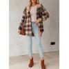 imageDokotoo Womens Flannel Hooded Plaid 2025 Shacket Thick Coat Winter Coat for Warmth Button down Warm and Fuzzy Fleece JacketLight French Beige