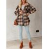 imageDokotoo Womens Flannel Hooded Plaid 2025 Shacket Thick Coat Winter Coat for Warmth Button down Warm and Fuzzy Fleece JacketLight French Beige