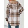 imageDokotoo Womens Flannel Hooded Plaid 2025 Shacket Thick Coat Winter Coat for Warmth Button down Warm and Fuzzy Fleece JacketParchment