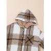 imageDokotoo Womens Flannel Hooded Plaid 2025 Shacket Thick Coat Winter Coat for Warmth Button down Warm and Fuzzy Fleece JacketParchment