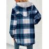 imageDokotoo Womens Flannel Hooded Plaid 2025 Shacket Thick Coat Winter Coat for Warmth Button down Warm and Fuzzy Fleece JacketPrussian Blue