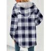 imageDokotoo Womens Flannel Hooded Plaid 2025 Shacket Thick Coat Winter Coat for Warmth Button down Warm and Fuzzy Fleece JacketSail Blue