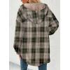 imageDokotoo Womens Flannel Hooded Plaid 2025 Shacket Thick Coat Winter Coat for Warmth Button down Warm and Fuzzy Fleece JacketVineyard Green