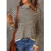 imageDokotoo Womens Lightweight Sweaters 2025 Fashion Striped Long Sleeve Sweaters Casual Pullover Turtleneck Sweater TopsApricot Stripe