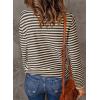 imageDokotoo Womens Lightweight Sweaters 2025 Fashion Striped Long Sleeve Sweaters Casual Pullover Turtleneck Sweater TopsApricot Stripe