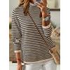 imageDokotoo Womens Lightweight Sweaters 2025 Fashion Striped Long Sleeve Sweaters Casual Pullover Turtleneck Sweater TopsApricot Stripe