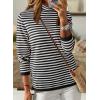 imageDokotoo Womens Lightweight Sweaters 2025 Fashion Striped Long Sleeve Sweaters Casual Pullover Turtleneck Sweater TopsBlack Stripe