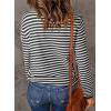 imageDokotoo Womens Lightweight Sweaters 2025 Fashion Striped Long Sleeve Sweaters Casual Pullover Turtleneck Sweater TopsBlack Stripe