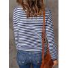 imageDokotoo Womens Lightweight Sweaters 2025 Fashion Striped Long Sleeve Sweaters Casual Pullover Turtleneck Sweater TopsBlue Stripe