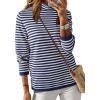 imageDokotoo Womens Lightweight Sweaters 2025 Fashion Striped Long Sleeve Sweaters Casual Pullover Turtleneck Sweater TopsBlue Stripe