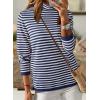 imageDokotoo Womens Lightweight Sweaters 2025 Fashion Striped Long Sleeve Sweaters Casual Pullover Turtleneck Sweater TopsBlue Stripe