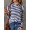imageDokotoo Womens Lightweight Sweaters 2025 Fashion Striped Long Sleeve Sweaters Casual Pullover Turtleneck Sweater TopsBlue Stripe