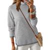 imageDokotoo Womens Lightweight Sweaters 2025 Fashion Striped Long Sleeve Sweaters Casual Pullover Turtleneck Sweater TopsGray Stripe