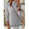 imageDokotoo Womens Lightweight Sweaters 2025 Fashion Striped Long Sleeve Sweaters Casual Pullover Turtleneck Sweater TopsGray Stripe
