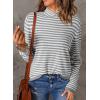 imageDokotoo Womens Lightweight Sweaters 2025 Fashion Striped Long Sleeve Sweaters Casual Pullover Turtleneck Sweater TopsGray Stripe
