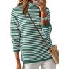 imageDokotoo Womens Lightweight Sweaters 2025 Fashion Striped Long Sleeve Sweaters Casual Pullover Turtleneck Sweater TopsGreen Stripe