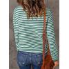 imageDokotoo Womens Lightweight Sweaters 2025 Fashion Striped Long Sleeve Sweaters Casual Pullover Turtleneck Sweater TopsGreen Stripe