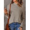 imageDokotoo Womens Lightweight Sweaters 2025 Fashion Striped Long Sleeve Sweaters Casual Pullover Turtleneck Sweater TopsKhaki Stripe 2