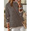 imageDokotoo Womens Lightweight Sweaters 2025 Fashion Striped Long Sleeve Sweaters Casual Pullover Turtleneck Sweater TopsKhaki Stripe