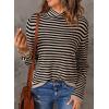 imageDokotoo Womens Lightweight Sweaters 2025 Fashion Striped Long Sleeve Sweaters Casual Pullover Turtleneck Sweater TopsKhaki Stripe