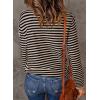 imageDokotoo Womens Lightweight Sweaters 2025 Fashion Striped Long Sleeve Sweaters Casual Pullover Turtleneck Sweater TopsKhaki Stripe
