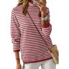 imageDokotoo Womens Lightweight Sweaters 2025 Fashion Striped Long Sleeve Sweaters Casual Pullover Turtleneck Sweater TopsRed Stripe