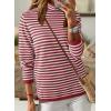 imageDokotoo Womens Lightweight Sweaters 2025 Fashion Striped Long Sleeve Sweaters Casual Pullover Turtleneck Sweater TopsRed Stripe
