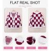 imageDokotoo Womens Plaid V Neck Button Down Long Sleeve Cable Knit Oversized Cardigan Sweaters TopsRed