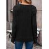 imageDokotoo Womens Soft Long Sleeve V Neck Shirts Solid Casual Decorative Buttons Knitted Pullover Tunic TopsAblack