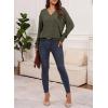 imageDokotoo Womens Soft Long Sleeve V Neck Shirts Solid Casual Decorative Buttons Knitted Pullover Tunic TopsAmoss Green