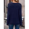 imageDokotoo Womens Soft Long Sleeve V Neck Shirts Solid Casual Decorative Buttons Knitted Pullover Tunic TopsAnavy Blue